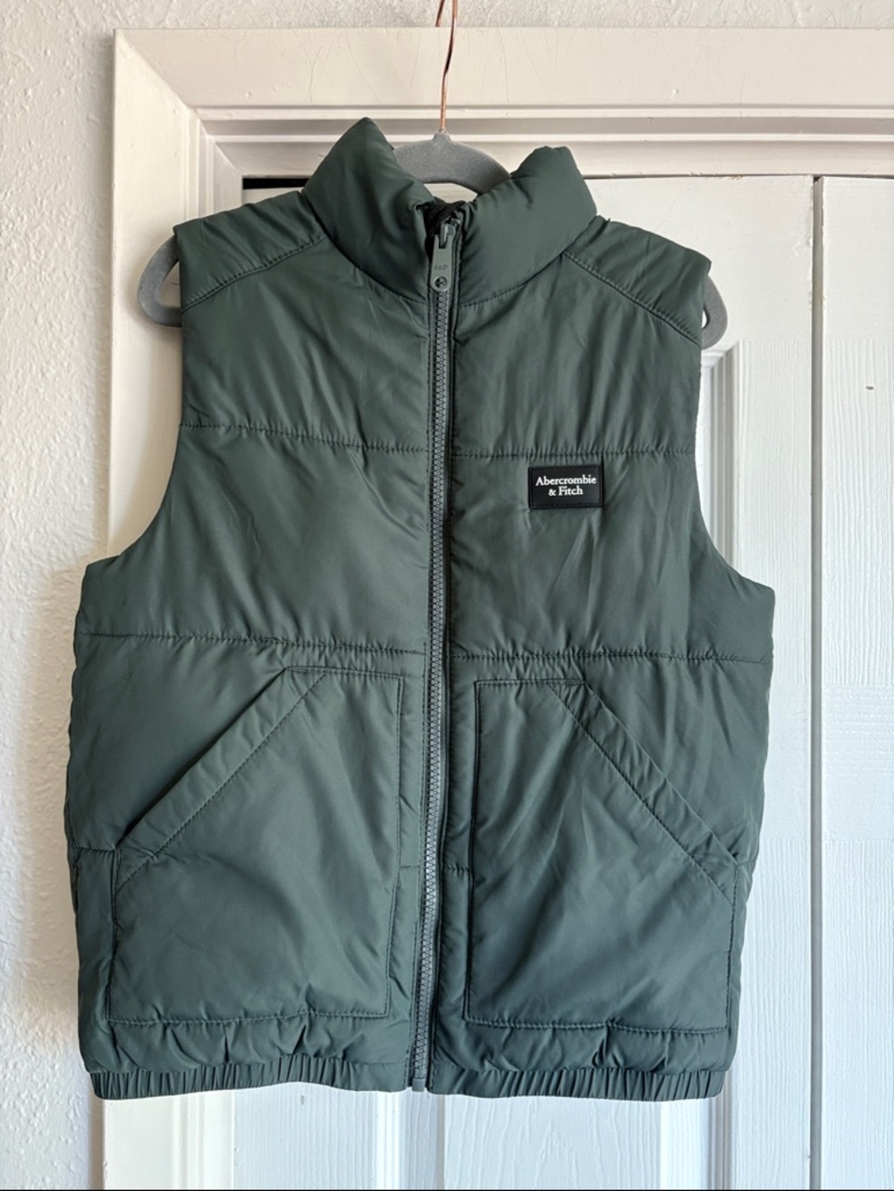Abercrombie & Fitch Kids 7/8 Green Quilted Vest Zip Jacket